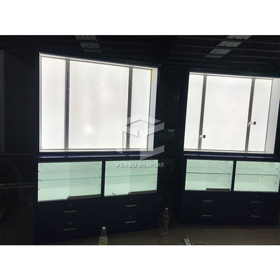 ODM Glass Vapor Shop Furniture Display With T4 LED Lighting