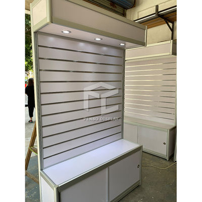 Cellphone Accessories Freestanding Slatwall Display Units With Lockable Sliding Door
