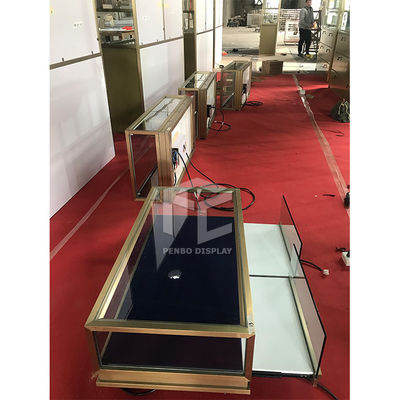 1050*550mm Countertop Jewellery Display Cabinet Glass 1000mm High Gold Electroplate OEM