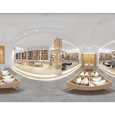 Custom Metal Bedding Store Display Racks Wooden Home Textile Store Display Cabinet