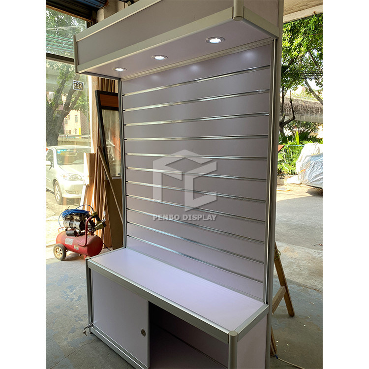 Cellphone Accessories Freestanding Slatwall Display Units With Lockable Sliding Door
