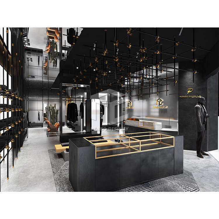 Retail Men Clothing Shop Display Furniture Veneered Garment Store Fixtures